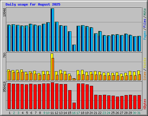 Daily usage for August 2025